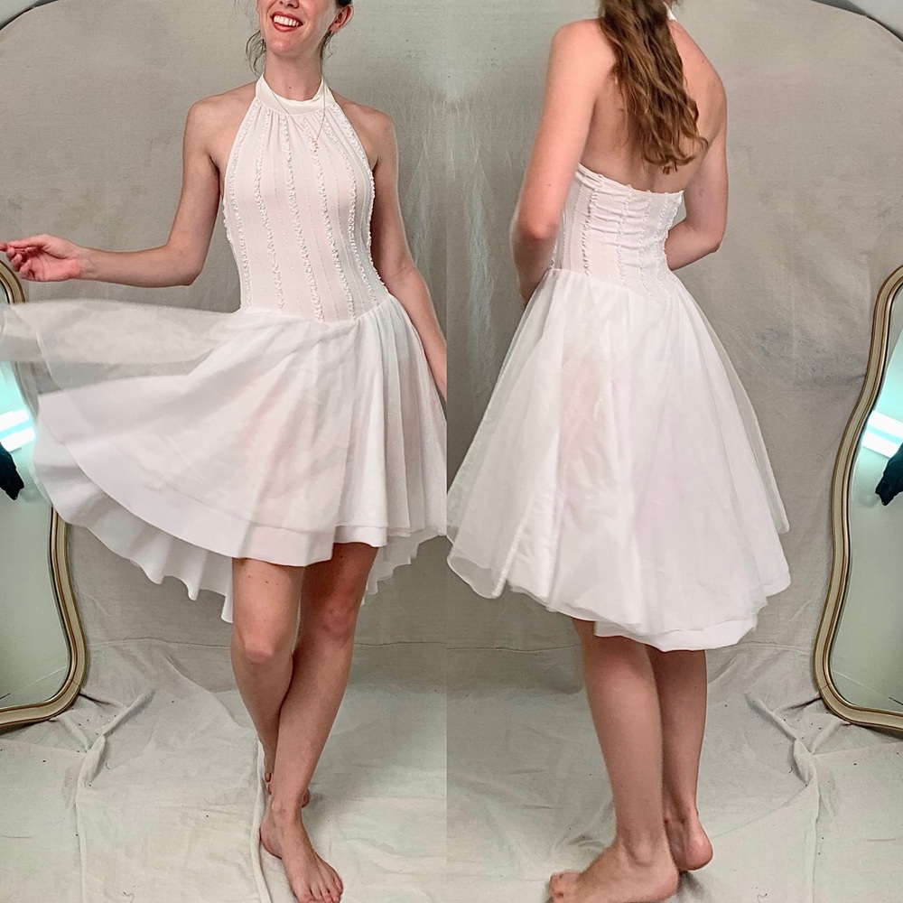 *White Dance Mini Dress Jazz/ lyrical performance Costume Mini Dress*